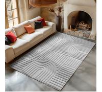 Carpetsale24 Tapis de Salon 240x340 cm Gris XL à Poils Longs Design bohème scandinave Effet Relief Shaggy Doux Moelleux Robuste Facile à Nettoyer Moderne pour Chambre à Coucher