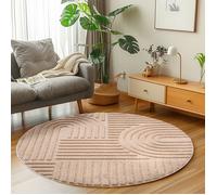 Carpetsale24 Tapis Rond 160 cm Rose à Poils Longs Design bohème scandinave Effet Relief Shaggy Doux Moelleux Robuste Facile à Nettoyer Moderne pour Chambre à Coucher