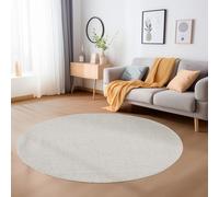 Carpetsale24 Tapis de Salon Robuste Tapis à Boucles mélangées uni avec Structure Moderne Tapis décoratif Cut-Loop, Taille: 200 cm Rond, Couleur: Crème