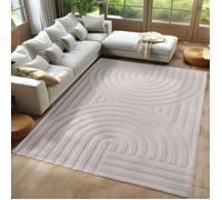 Carpetsale24 Tapis Boho scandinave Crème uni 200x290 cm, Tapis décoratif, Doux & Facile d'entretien, Effet 3D, Tapis pour Le Salon et la Chambre à Coucher, Tapis Lavable Grande Taille