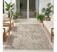 Carpetsale24 Tapis d'extérieur 120x170 cm Beige, Design de feuilles de palmier, idéal pour la cuisine, le balcon, la terrasse
