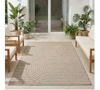 Carpetsale24 Tapis d'extérieur Beige 160x230 cm, résistant aux intempéries et aux UV, idéal pour la Cuisine, Le Balcon, la terrasse, Ainsi Que Le Salon et la Salle à Manger, Design bohème scandinave