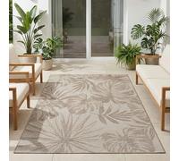 Carpetsale24 Tapis d'extérieur Beige 200x290 cm, résistant aux intempéries et aux UV, idéal pour la Cuisine, Le Balcon, la terrasse, Ainsi Que Le Salon et la Salle à Manger, Motif Palmier