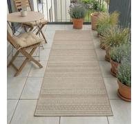 Carpetsale24 Tapis d'extérieur Beige 80x250 cm, résistant aux intempéries et aux UV, idéal pour la Cuisine, Le Balcon, la terrasse, Ainsi Que Le Salon et la Salle à Manger, Design bohème scandinave