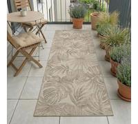 Carpetsale24 Tapis d'extérieur Beige 80x250 cm, résistant aux intempéries et aux UV, idéal pour la Cuisine, Le Balcon, la terrasse, Ainsi Que Le Salon et la Salle à Manger, Motif Palmier