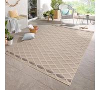 Carpetsale24 Tapis d'extérieur, Couleur Beige, Conception de Diamant, 110743, Tapis Rectangle, Tapis pour terrasse-Balcon-Jardin ou Cuisine, 140 x 200 cm