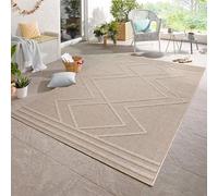 Carpetsale24 Tapis d'extérieur, Couleur Beige, Style bohème, 110758, Tapis Rectangle, Tapis pour terrasse-Balcon-Jardin ou Cuisine, 120 x 170 cm