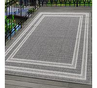 Carpetsale24 Tapis d'extérieur, Couleur Gris, Conception de Bordure, 110114, Tapis Coureur, Tapis pour terrasse-Balcon-Jardin ou Cuisine, 80 x 150 cm