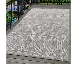 Carpetsale24 Tapis d'extérieur, Couleur Gris, Conception géométrique, 110158, Tapis Coureur, Tapis pour terrasse-Balcon-Jardin ou Cuisine, 60 x 100 cm