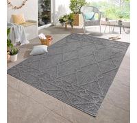 Carpetsale24 Tapis d'extérieur, Couleur Gris, Conception Vintage, 110784, Tapis Rectangle, Tapis pour terrasse-Balcon-Jardin ou Cuisine, 160 x 230 cm