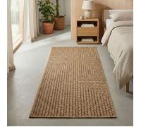 Carpetsale24 Tapis d'extérieur design géométrique effet jute 80x150 cm résistant & imperméable, idéal cuisine, balcon, terrasse