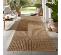 Carpetsale24 Tapis d'extérieur design géométrique effet jute 80x250 cm résistant & imperméable, idéal cuisine, balcon, terrasse