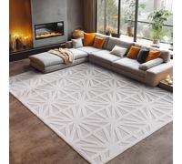 Carpetsale24 Tapis d'extérieur, d'intérieur et d'extérieur, couleur crème, 160 x 230 cm, design diamant, lavable, résistant aux intempéries, tapis d'extérieur pour salon, chambre à coucher, terrasse