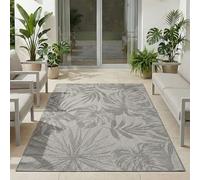 Carpetsale24 Tapis d'extérieur Gris 160x230 cm, résistant aux intempéries et aux UV, idéal pour la Cuisine, Le Balcon, la terrasse, Ainsi Que Le Salon et la Salle à Manger, Motif Palmier