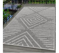 Carpetsale24 Tapis d'extérieur gris 60x100 cm Motifs géométriques, résistant aux intempéries balcons, patios, cuisines et salon
