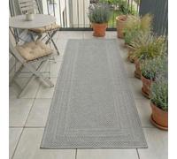 Carpetsale24 Tapis d'extérieur Gris 80x250 cm, résistant aux intempéries et aux UV, idéal pour la Cuisine, Le Balcon, la terrasse, Ainsi Que Le Salon et la Salle à Manger, Design uni avec Bordure