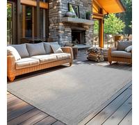 Carpetsale24 Tapis d'extérieur imperméable 240 x 340 cm Gris - Tapis résistant aux intempéries et lavable en machine - Tapis pour terrasse, balcon, camping, jardin