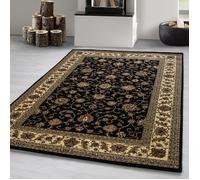 Carpetsale24 Tapis d'Orient Classique Noir 160x230 cm - Tissage Serré, Motifs Ornementaux et Floraux