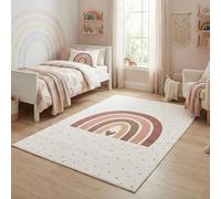 Carpetsale24 Tapis Enfant Arc en Ciel Tapis de Jeu pour Chambre d Enfant en Crème avec Motif C ur Taille 120x170 cm Ideal comme Tapis de Jeu