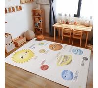 Carpetsale24 Tapis enfant avec motif planétaire tapis unisexe pour chambre d'enfant, tapis beige 140 x 200 cm