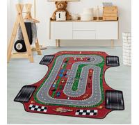 Carpetsale24 Tapis pour Enfants, Couleur Rouge, Piste de Course, 105281, Tapis Rectangle, Tapis Chambre d'enfant Chambre bébé, 140 x 200 cm