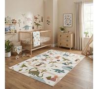 Carpetsale24 Tapis Enfant Dinosaures Tapis de Jeu pour Chambre d Enfant en Crème Motif Dino avec Routes Taille 200x290 cm Ideal pour Salle de Jeux