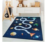 Carpetsale24 Tapis enfant motif espace coloris bleu marine 80x120 cm tapis chambre enfant tapis chambre bébé