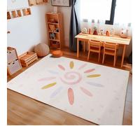 Carpetsale24 Tapis Rectangulaire pour Enfants, 140 x 200 cm, Motif Soleil et Étoiles, Crème