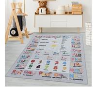 Carpetsale24 Tapis enfant tapis d'éveil Tapis d'apprentissage coloris gris 140x200 cm tapis chambre enfant tapis chambre bébé
