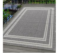 Carpetsale24 Tapis d'extérieur, Couleur Gris, Conception de Bordure, 110117, Tapis Rectangle, Tapis pour terrasse-Balcon-Jardin ou Cuisine, 140 x 200 cm