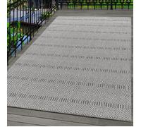 Carpetsale24 Tapis Extérieur gris 140x200 cm style graphique imperméabiliser balcons, patios, cuisines, salons et jardins