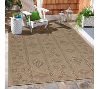 Carpetsale24 Tapis extérieur Naturel Look de Jute motif scandinave Beige Tapis pour terrasse-balcon-salon ou cuisine 280x370 cm