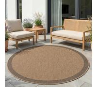 Carpetsale24 Tapis Extérieur Rond 200 cm Beige, Résistant aux Intempéries Facile d’Entretien, Tapis Aspect Jute Naturel pour Jardin Terrasse Salon Salle à Manger