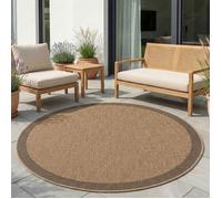 Carpetsale24 Tapis Extérieur Rond 200 cm Effet Jute Bordure Résistant Imperméable Balcon Terrasse