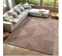 Carpetsale24 Tapis géométrique 140x200 cm beige, scandinave boho, lavable, effet 3D moderne, parfait salon ou chambre