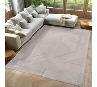 Carpetsale24 Tapis géométrique XXL 240x340 cm crème, effet 3D, lavable, style boho scandinave, pour grand salon ou chambre
