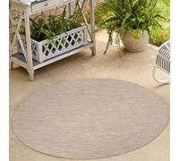 Carpetsale24 Tapis Intérieur & Extérieur Résistant aux Intempéries 120 cm Rond Beige - Tapis de Balcon, Aspect Sisal et Jute Unicolor - Monochrome - Tapis Cuisine, Lavable Camping Jardin Patio