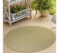 Carpetsale24 Tapis Intérieur & Extérieur Résistant aux Intempéries 120 cm Rond Vert - Tapis de Balcon, Aspect Sisal et Jute Unicolor - Monochrome - Tapis Cuisine, Lavable Camping Jardin Patio