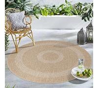 Carpetsale24 Tapis Intérieur & Extérieur Résistant aux Intempéries 160 cm Rond Beige-1 - Tapis de Balcon, Aspect Sisal et Jute Conception d'époque - Tapis Cuisine, Lavable Camping Jardin Patio