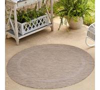 Carpetsale24 Tapis Intérieur & Extérieur Résistant aux Intempéries 160 cm Rond Brun - Tapis de Balcon, Aspect Sisal et Jute Unicolor - Monochrome - Tapis Cuisine, Lavable Camping Jardin Patio