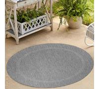 Carpetsale24 Tapis Intérieur & Extérieur Résistant aux Intempéries 160 cm Rond Gris - Tapis de Balcon, Aspect Sisal et Jute Unicolor - Monochrome - Tapis Cuisine, Lavable Camping Jardin Patio