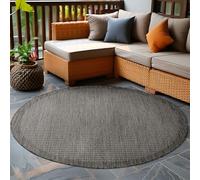 Carpetsale24 Tapis Intérieur & Extérieur Résistant aux Intempéries 160 cm Rond Noir - Tapis de Balcon, Aspect Sisal et Jute Unicolor - Monochrome - Tapis Cuisine, Lavable Camping Jardin Patio