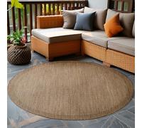 Carpetsale24 Tapis Intérieur & Extérieur Résistant aux Intempéries 200 cm Rond Brun - Tapis de Balcon, Aspect Sisal et Jute Unicolor - Monochrome - Tapis Cuisine, Lavable Camping Jardin Patio