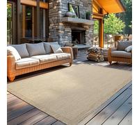 Carpetsale24 Tapis Intérieur & Extérieur Résistant aux Intempéries 200x300 (200 x 290 cm) Beige - Tapis de Balcon, Aspect Sisal et Jute Monochrome - Tapis Cuisine, Lavable Camping Jardin Patio