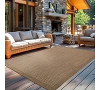 Carpetsale24 Tapis Intérieur & Extérieur Résistant aux Intempéries 200x300 (200 x 290 cm) Brun - Tapis de Balcon, Aspect Sisal et Jute Monochrome - Tapis Cuisine, Lavable Camping Jardin Patio