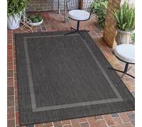 Carpetsale24 Tapis Intérieur & Extérieur Résistant aux Intempéries 200x300 (200 x 290 cm) Noir - Tapis de Balcon, Aspect Sisal et Jute Monochrome - Tapis Cuisine, Lavable Camping Jardin Patio