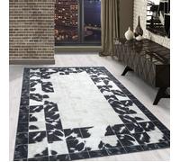 Carpetsale24 Tapis lavable design patchwork tapis noir blanc 200x290 cm impression numérique tapis à poils courts pour salon