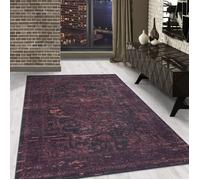 Carpetsale24 Tapis lavable design vintage tapis rouge 160x230 cm impression numérique tapis à poils courts pour salon