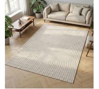 Carpetsale24 tapis maison 120x170 cm crème poils courts effet 3D motif scandinave boho séjour terrasse balcon indoor outdoor