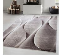 Carpetsale24 Tapis moderne à poils ras, tendance Beige Tapis 140x200 cm motif en bois ondulé 3D, tapis moelleux